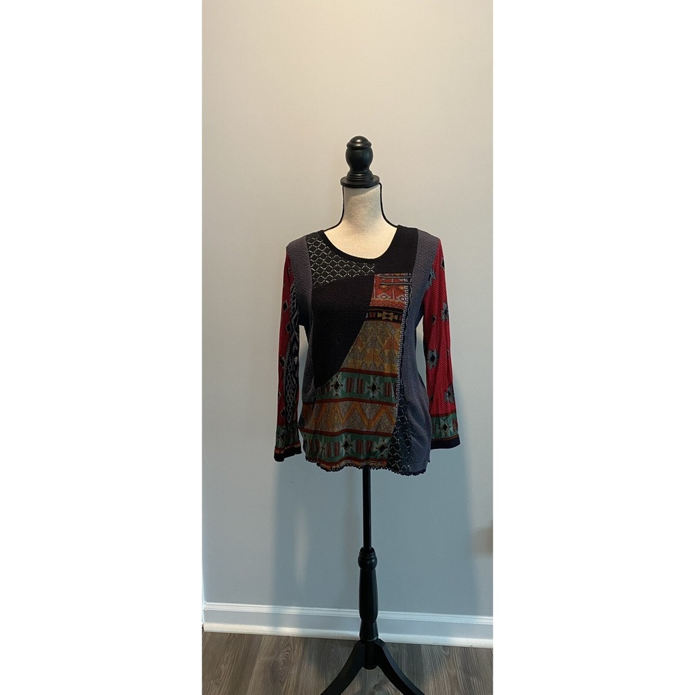 Orientique Naturally Austrailian Women's size Medium Boho Top Shirt Blouse Knit